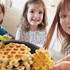 MAKiNG WAFFLES for MOM!!  Backyard Games and pirate island fun with Family! Best Mother''s day Ever